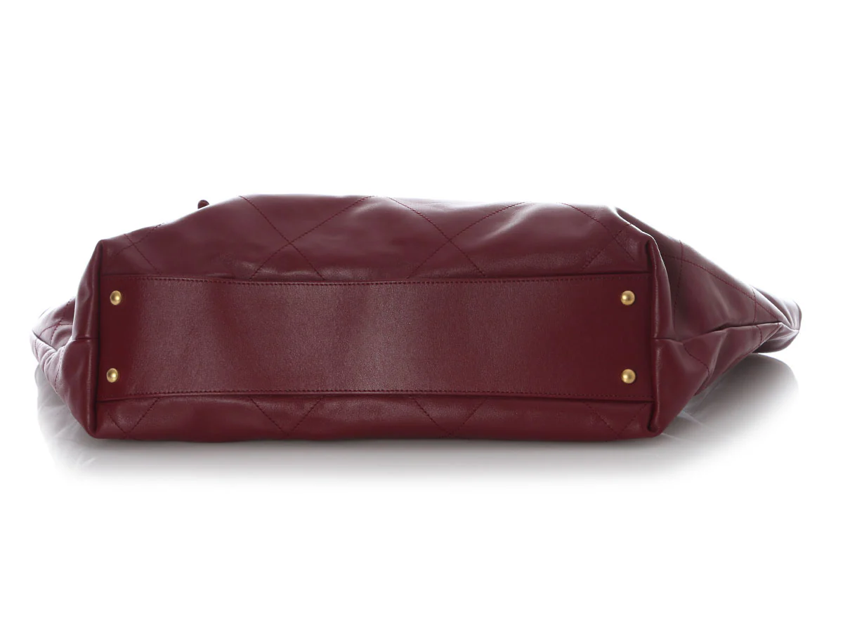 Chanel Maxi Burgundy Quilted Calfskin Shopping Bag - Image 7