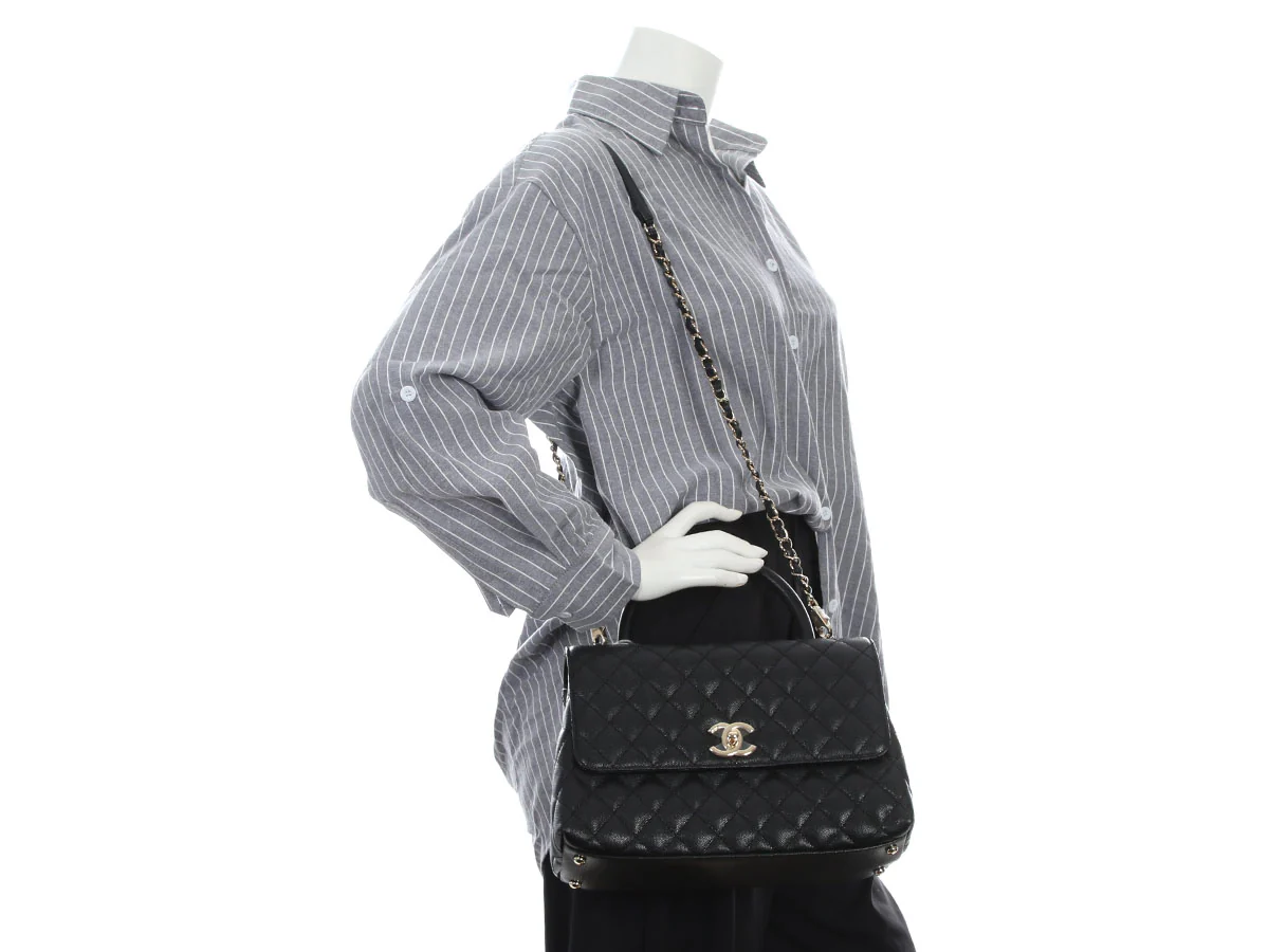 Chanel Small Black Quilted Caviar Coco Handle - Image 10