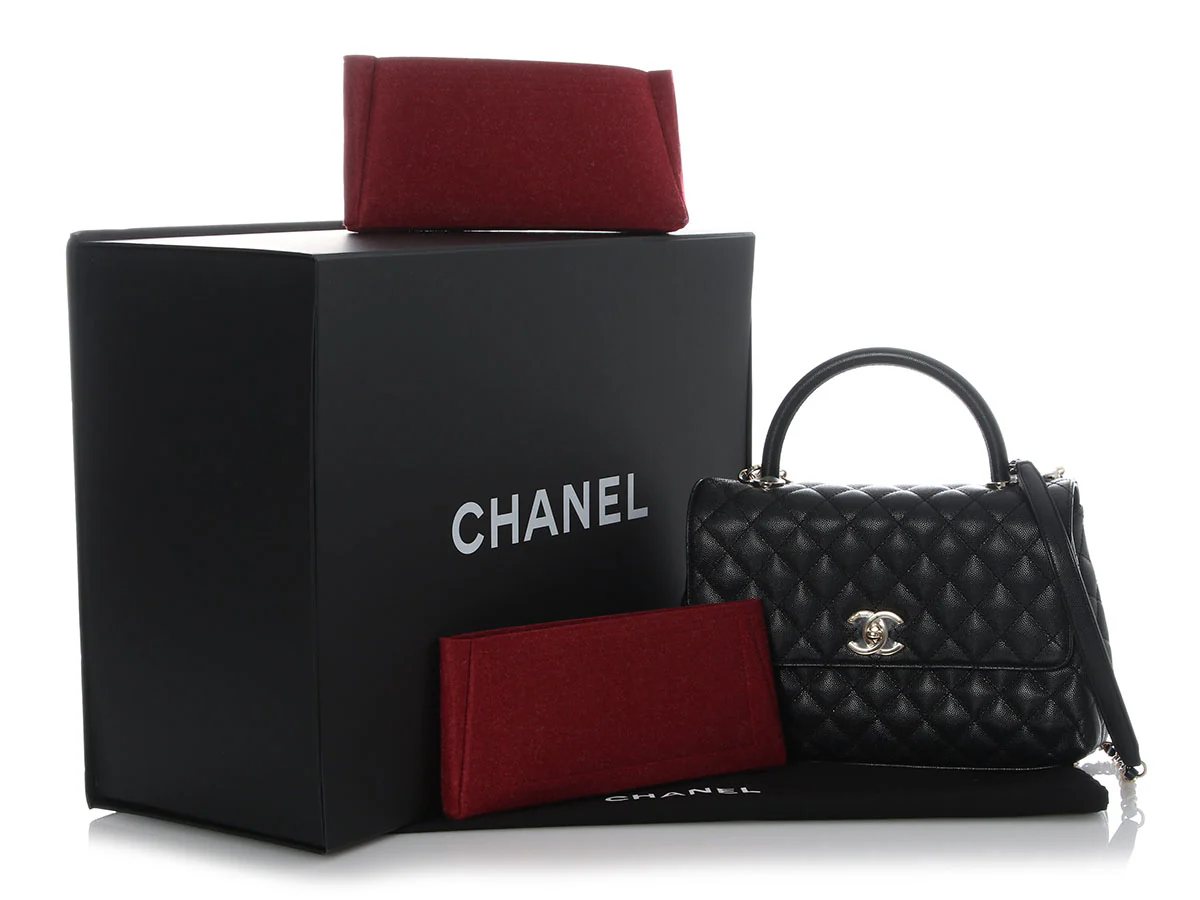 Chanel Small Black Quilted Caviar Coco Handle - Image 2