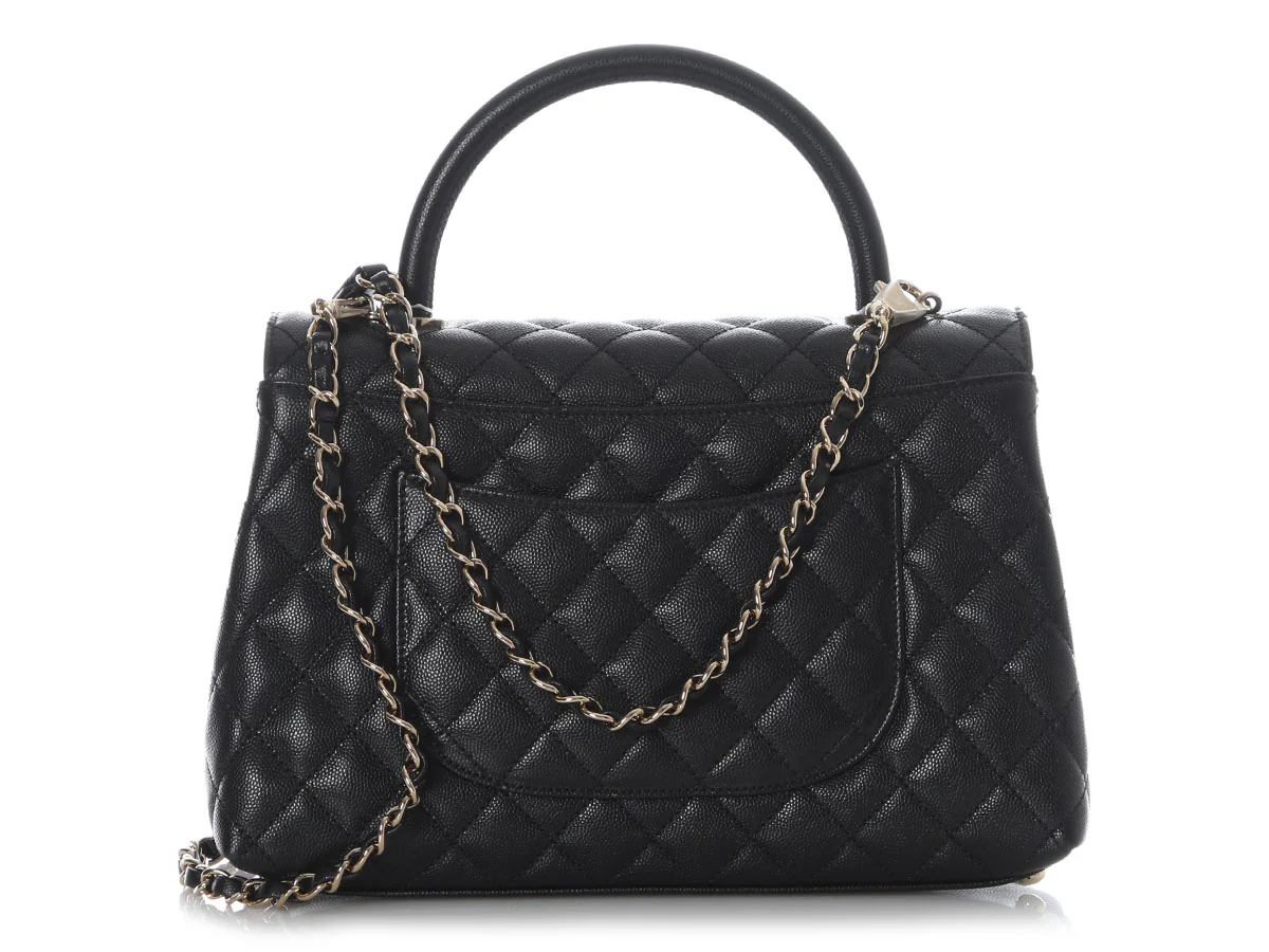 Chanel Small Black Quilted Caviar Coco Handle - Image 5