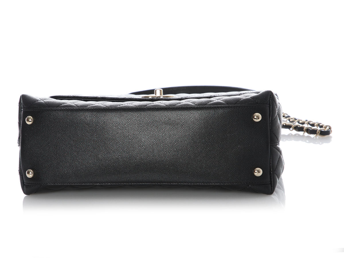 Chanel Small Black Quilted Caviar Coco Handle - Image 7