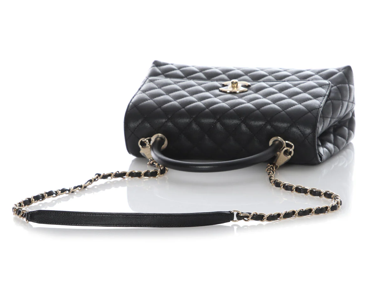 Chanel Small Black Quilted Caviar Coco Handle - Image 8