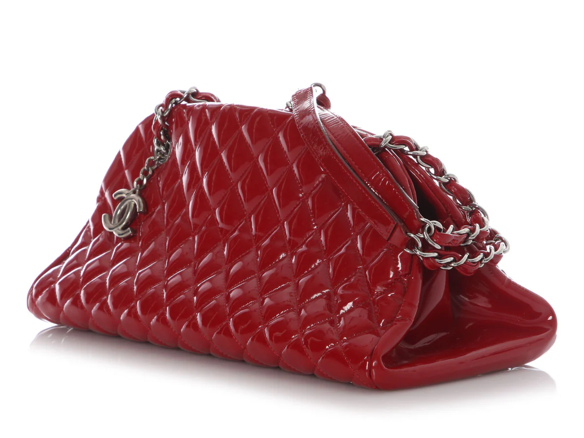 Chanel Red Quilted Patent Just Mademoiselle Bowler - Image 3