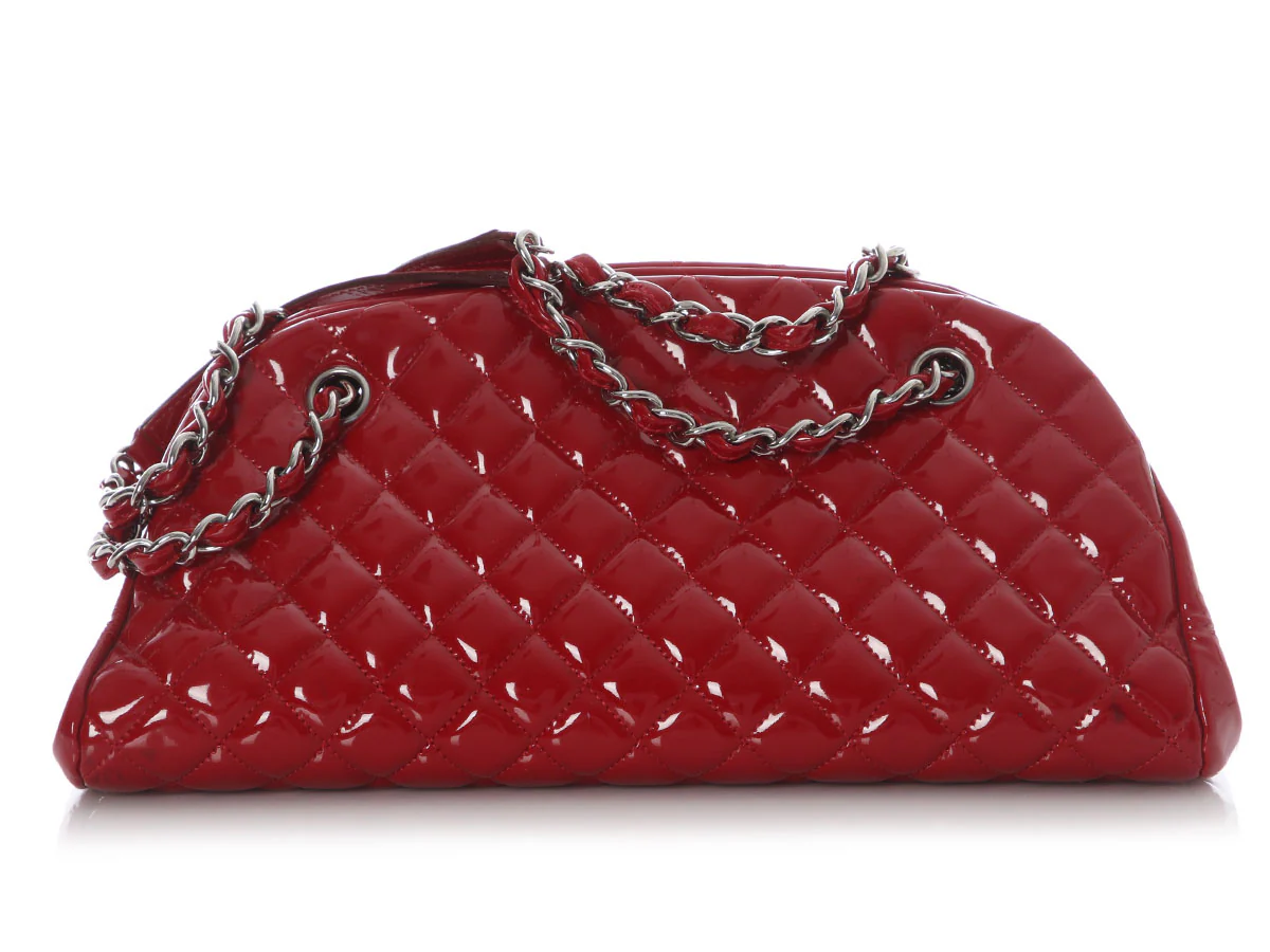 Chanel Red Quilted Patent Just Mademoiselle Bowler - Image 4