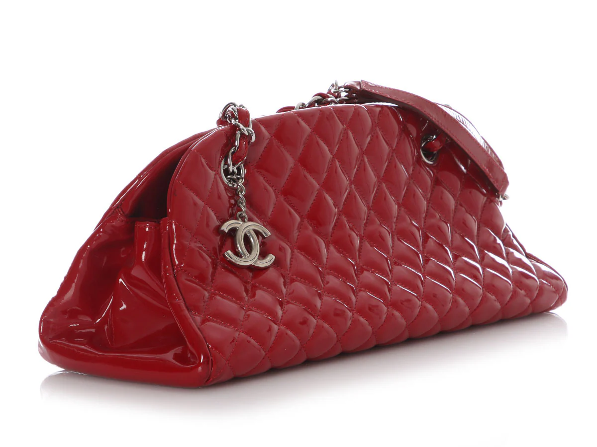 Chanel Red Quilted Patent Just Mademoiselle Bowler - Image 5