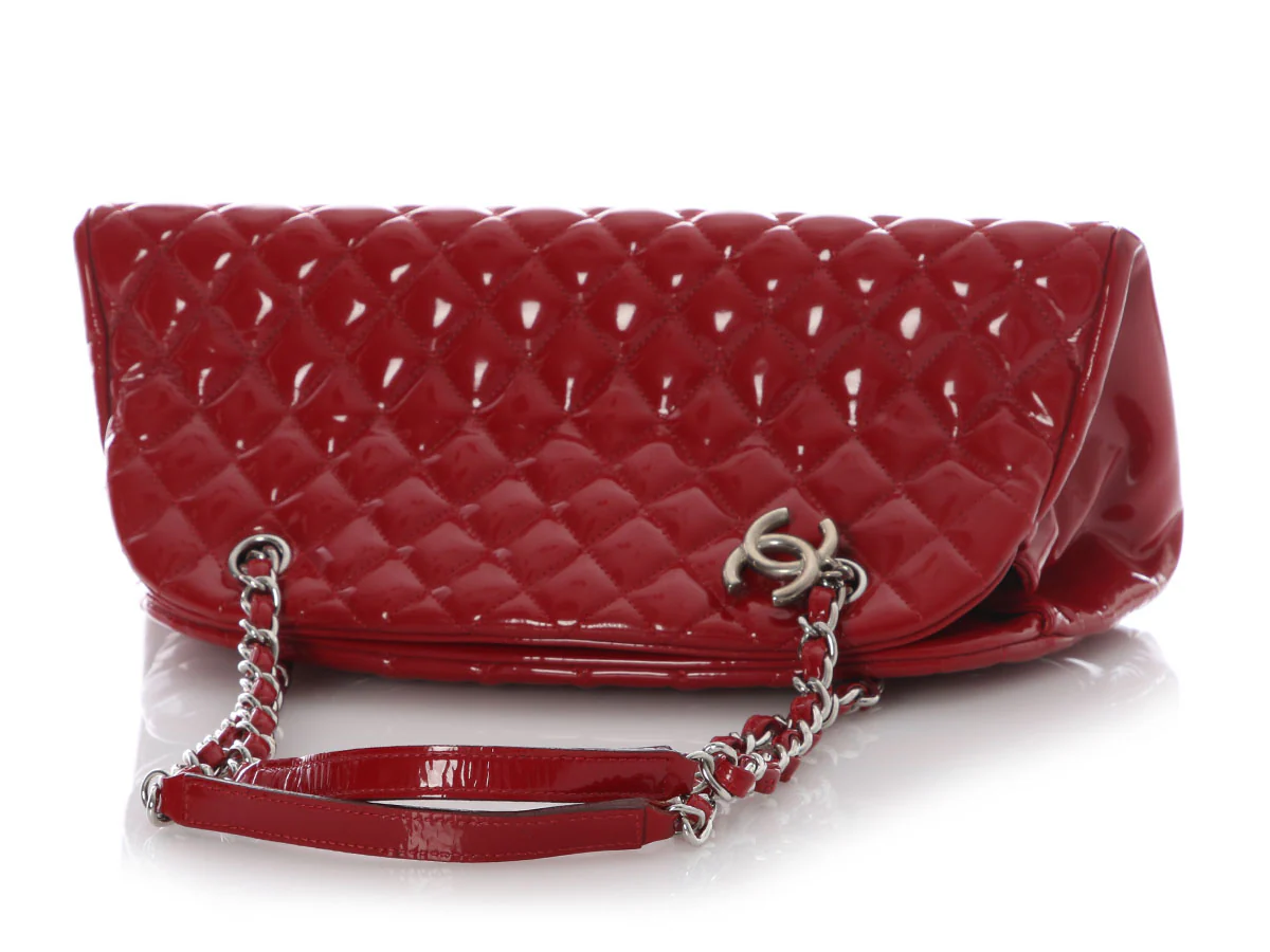 Chanel Red Quilted Patent Just Mademoiselle Bowler - Image 7