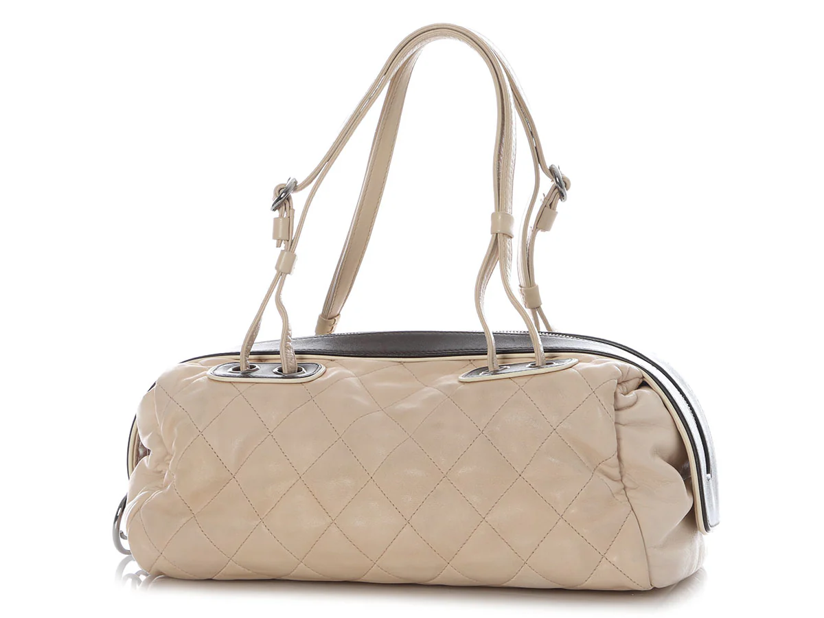 Chanel Beige Quilted Lambskin Country Club Bowler - Image 2
