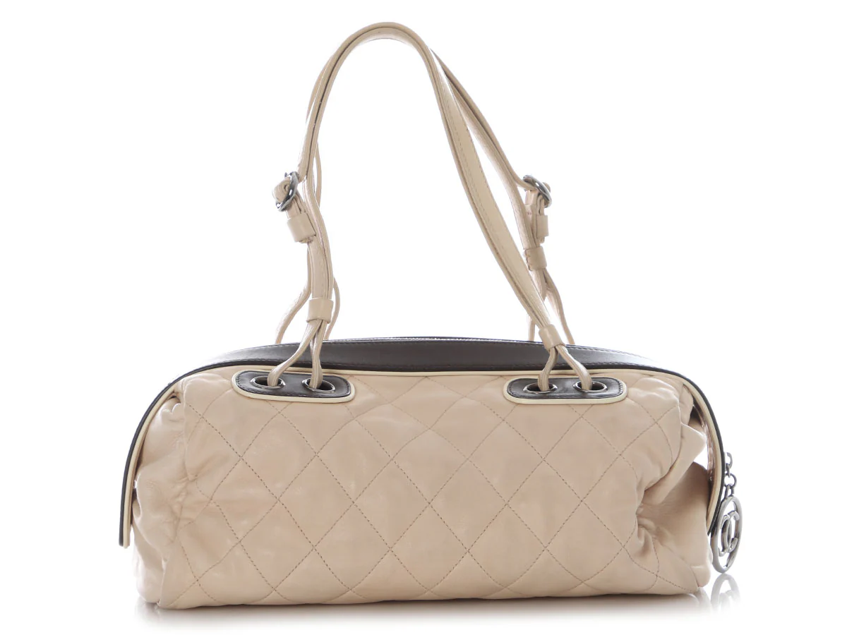 Chanel Beige Quilted Lambskin Country Club Bowler - Image 4