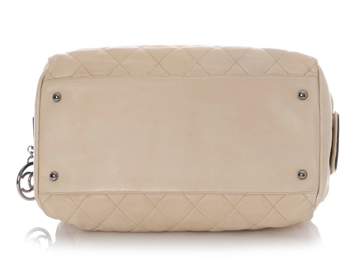 Chanel Beige Quilted Lambskin Country Club Bowler - Image 6