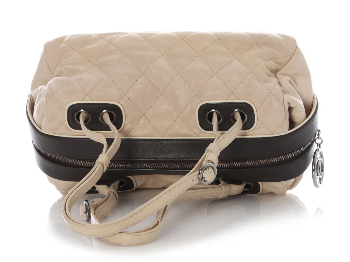 Chanel Beige Quilted Lambskin Country Club Bowler - Image 7