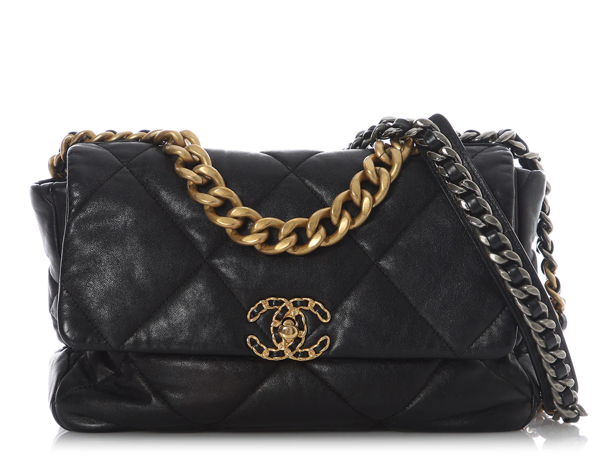Chanel Medium Black Quilted Lambskin 19 Flap