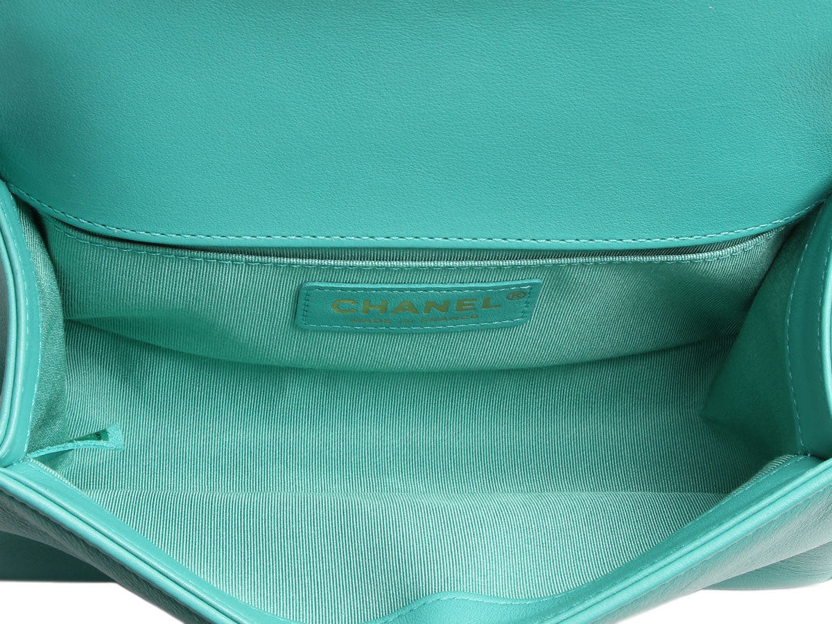 Chanel Small Turquoise Quilted Lambskin Boy Bag - Image 8