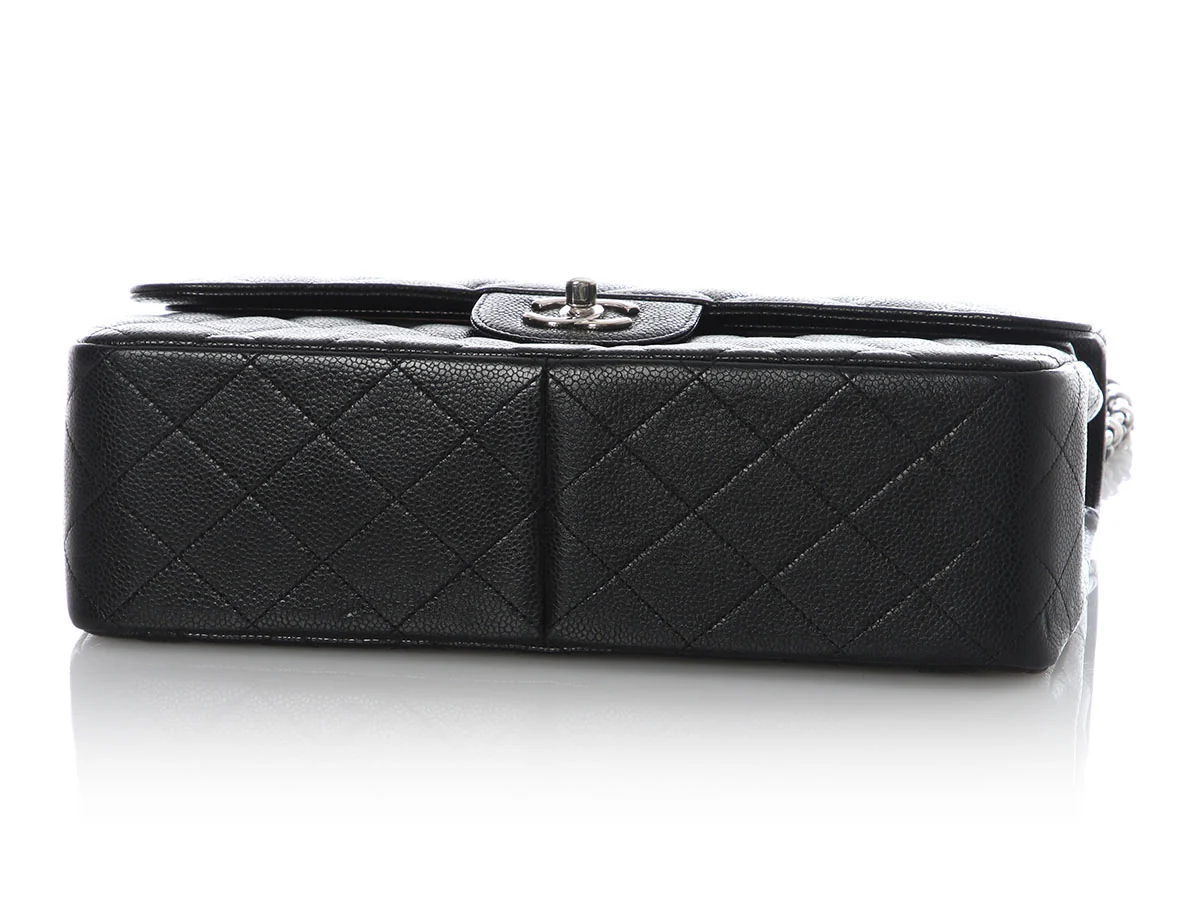 Chanel Jumbo Black Quilted Caviar Classic Double Flap - Image 7