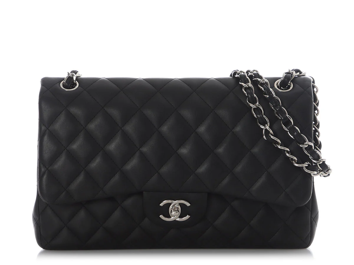 Chanel Jumbo Black Quilted Lambskin Classic Double Flap