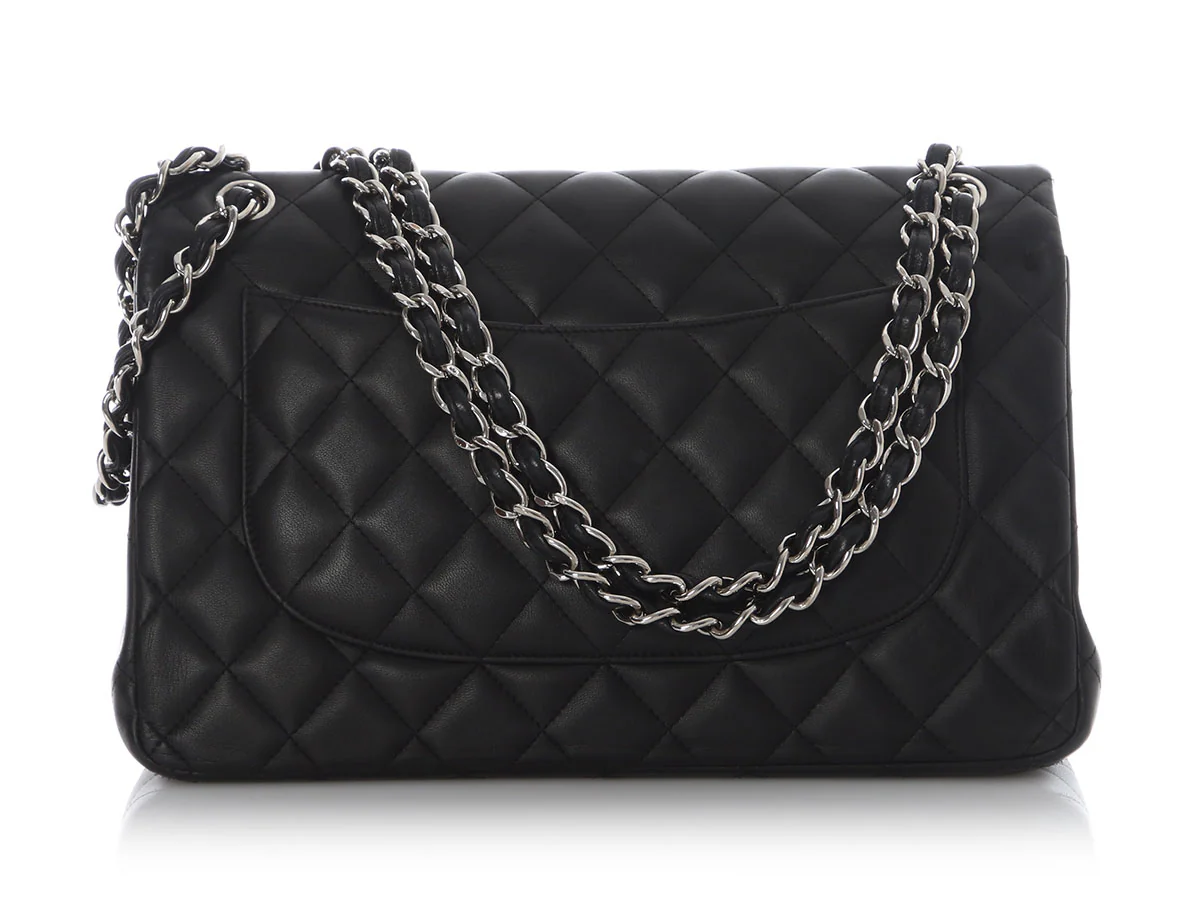Chanel Jumbo Black Quilted Lambskin Classic Double Flap - Image 5