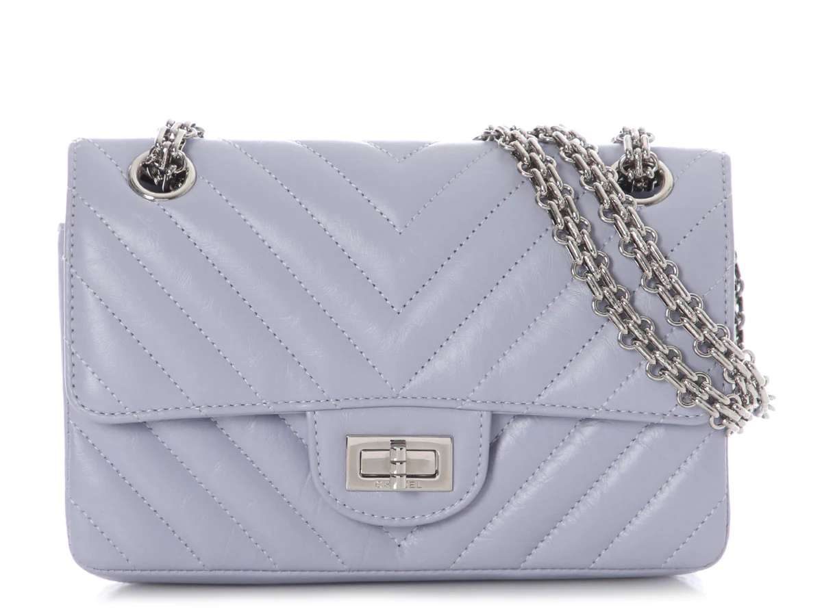 Chanel Mini Lilac Chevron-Quilted Aged Calfskin Reissue