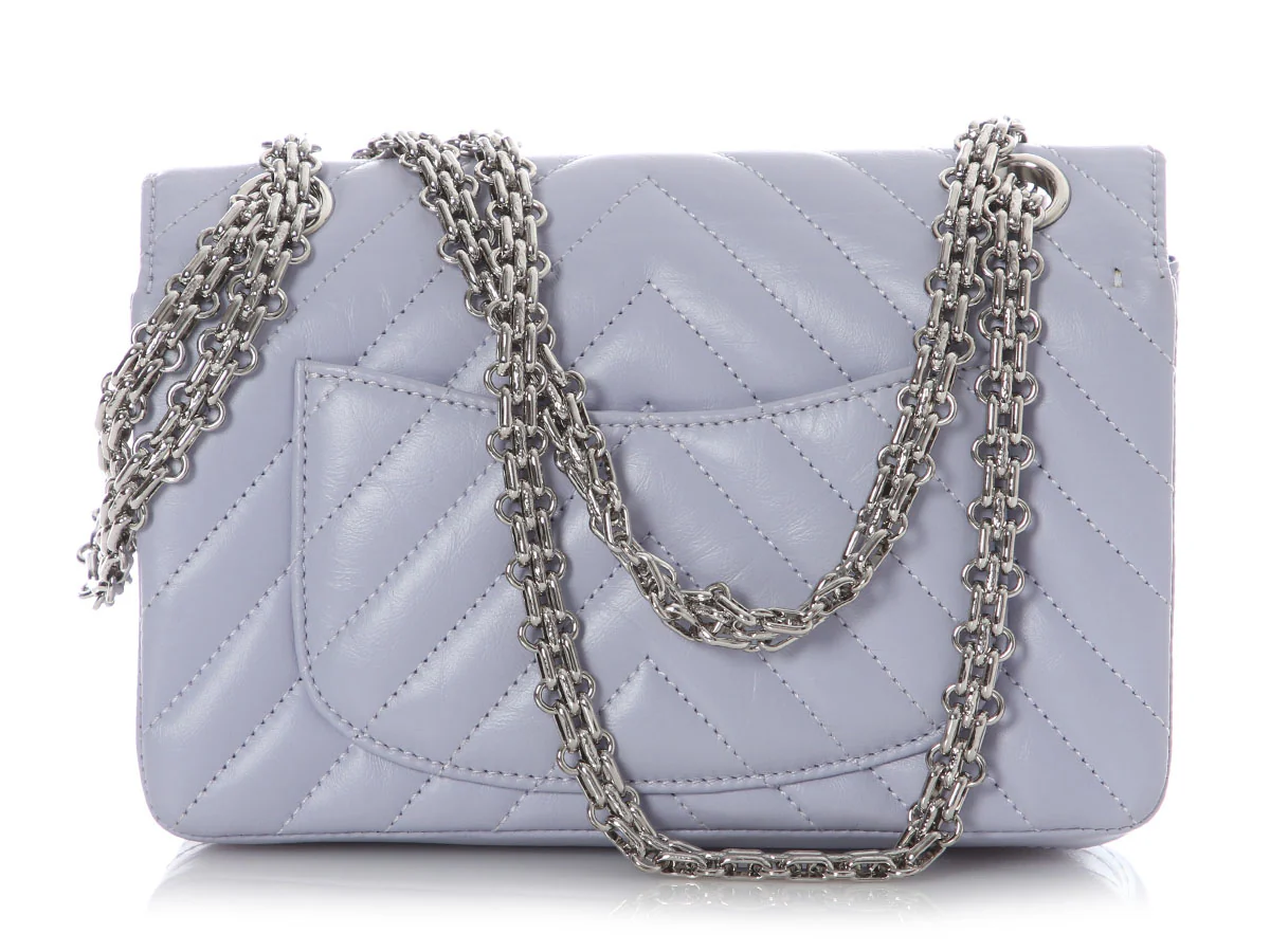 Chanel Mini Lilac Chevron-Quilted Aged Calfskin Reissue - Image 5