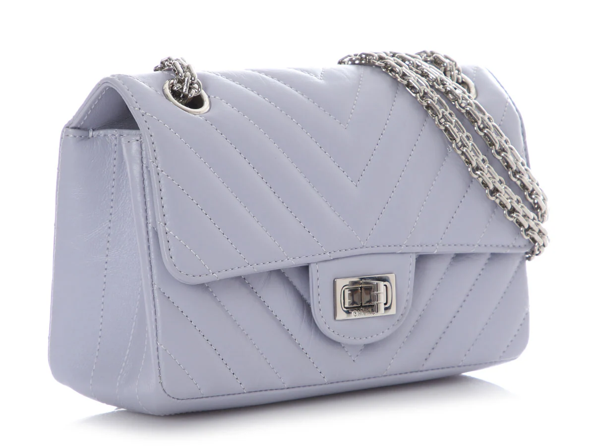 Chanel Mini Lilac Chevron-Quilted Aged Calfskin Reissue - Image 6