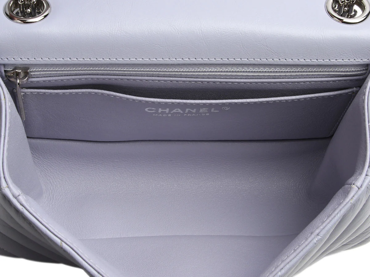 Chanel Mini Lilac Chevron-Quilted Aged Calfskin Reissue - Image 9