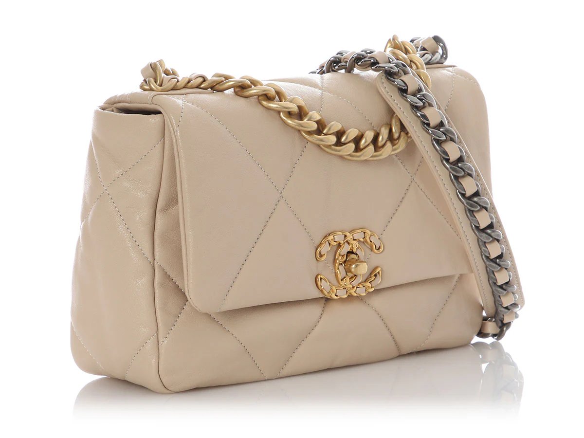 Chanel Small Beige Quilted Calfskin 19 Flap - Image 6