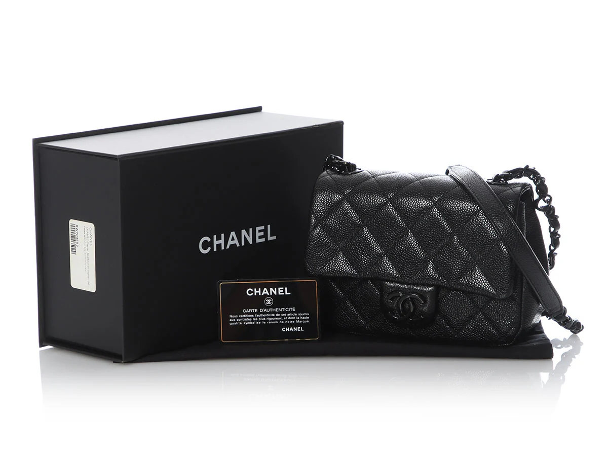 Chanel Mini Black Quilted Shiny Caviar Incognito Flap - Image 2