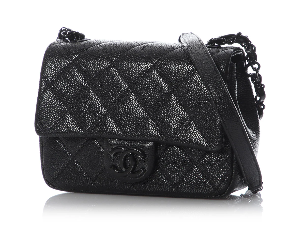 Chanel Mini Black Quilted Shiny Caviar Incognito Flap - Image 3