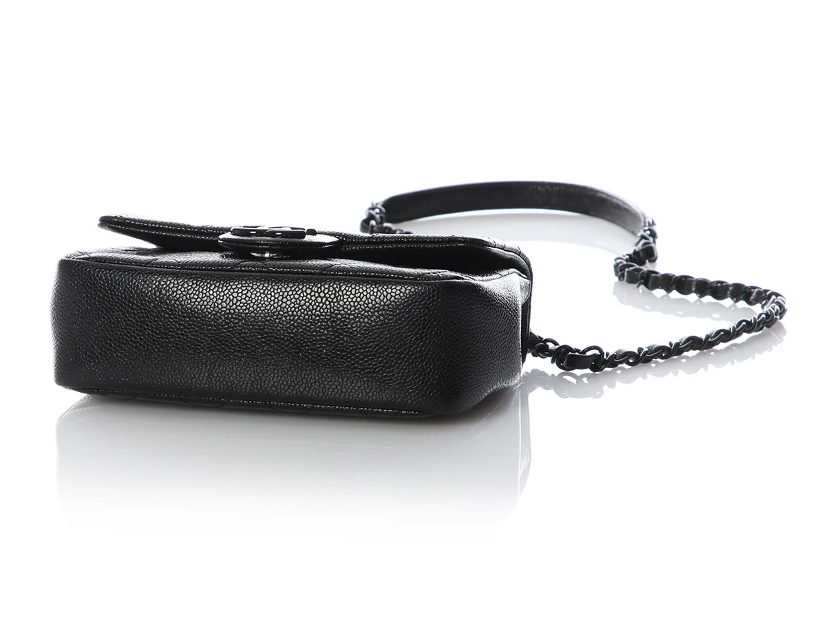 Chanel Mini Black Quilted Shiny Caviar Incognito Flap - Image 7
