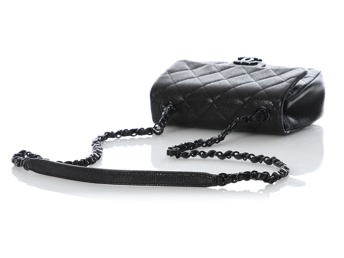 Chanel Mini Black Quilted Shiny Caviar Incognito Flap - Image 8