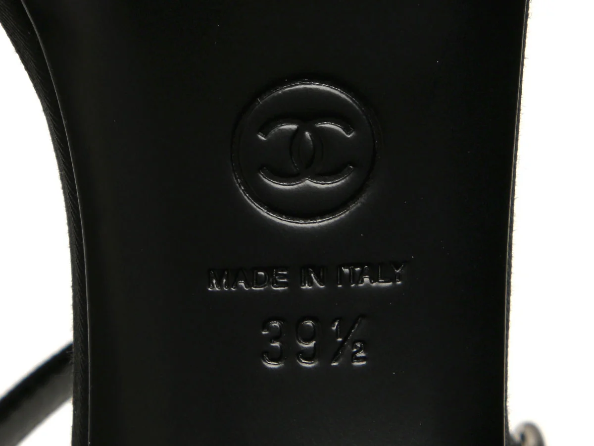 Chanel Black and Silver Crystal Platform Sandals - Image 7