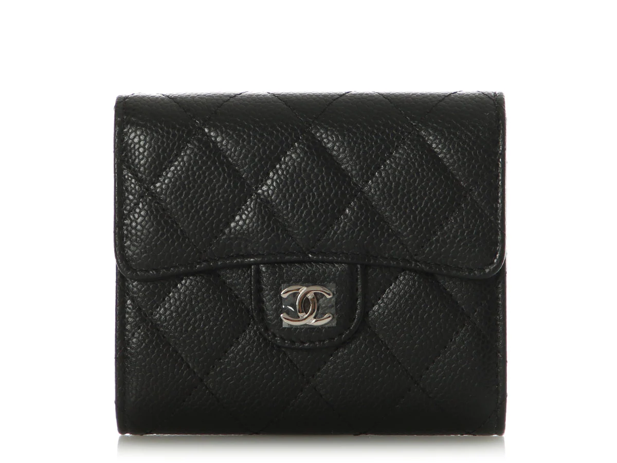 Chanel Black Quilted Caviar Classic Wallet