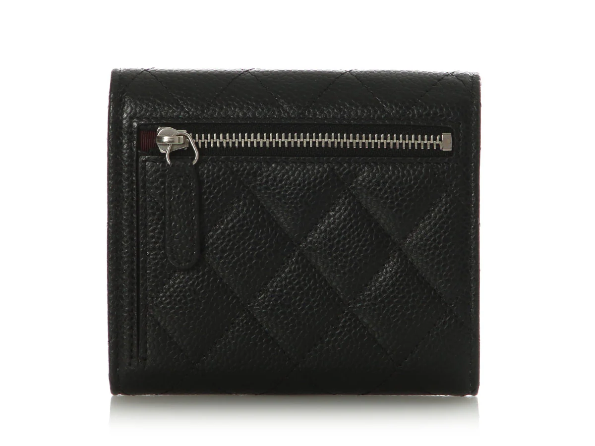 Chanel Black Quilted Caviar Classic Wallet - Image 4