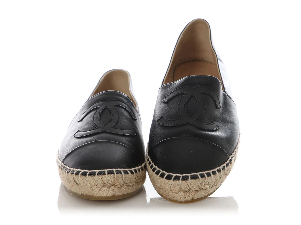 Chanel Black Lambskin Espadrilles - Image 2