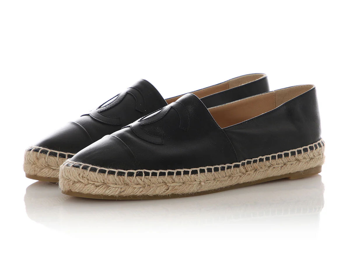 Chanel Black Lambskin Espadrilles - Image 3