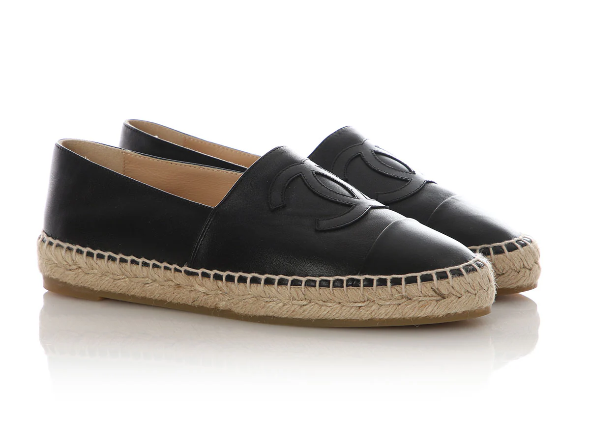 Chanel Black Lambskin Espadrilles - Image 5