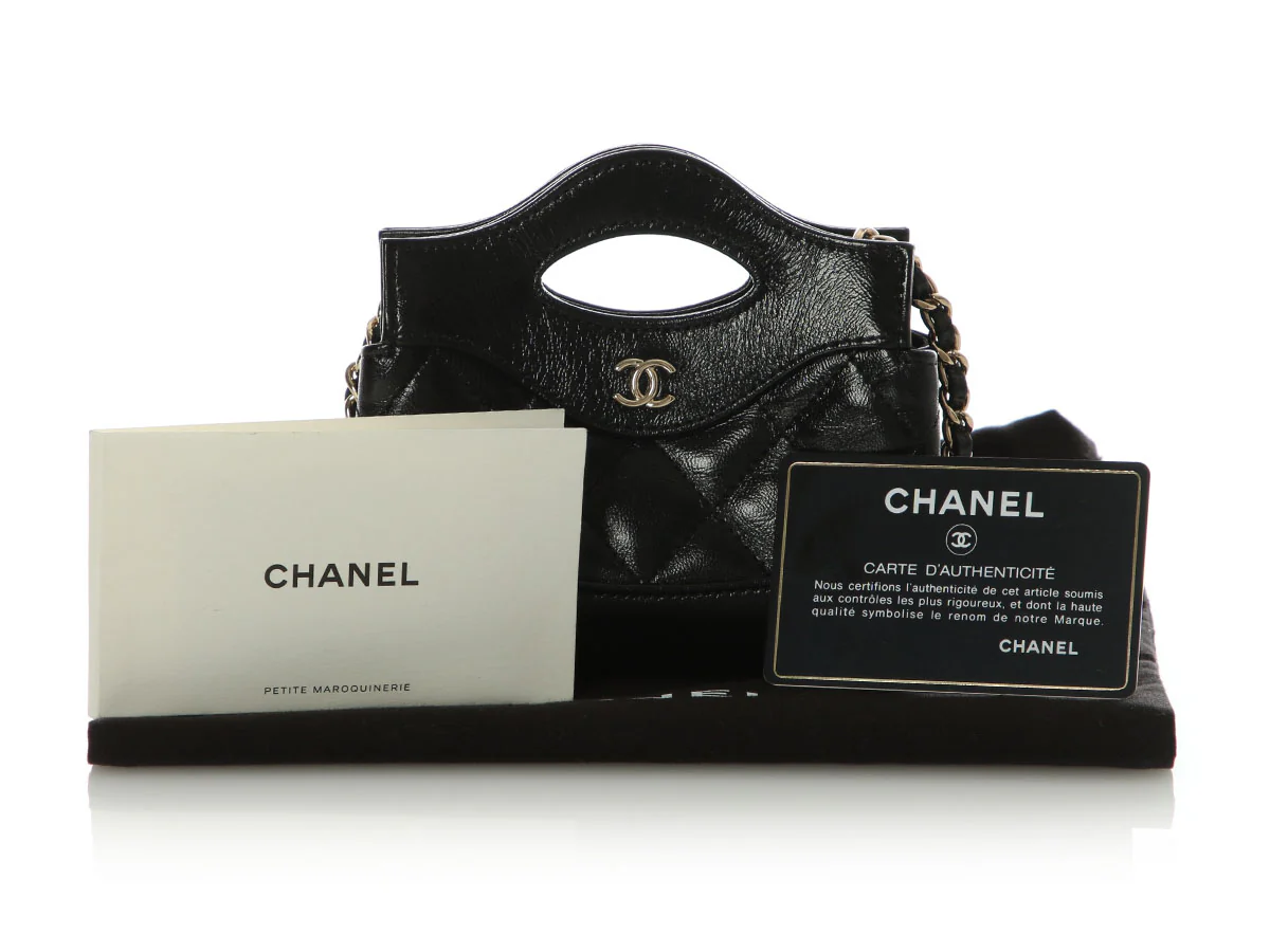 Chanel Black Part-Quilted Shiny Calfskin Nano Bag - Image 2