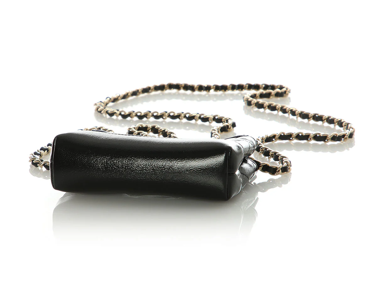 Chanel Black Part-Quilted Shiny Calfskin Nano Bag - Image 7