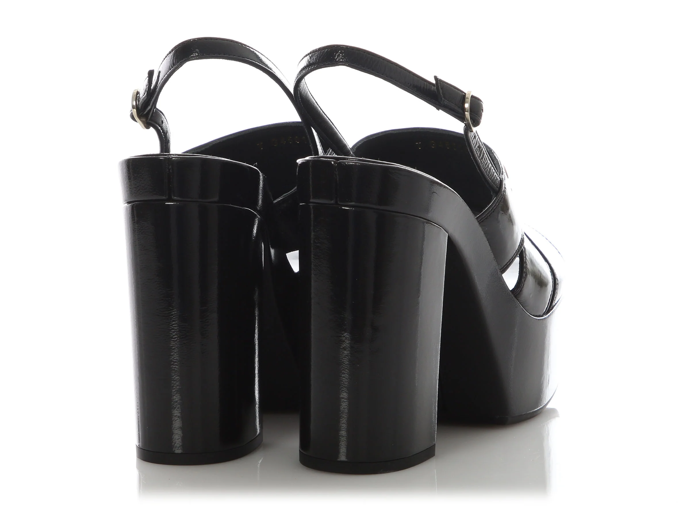 Chanel Black Patent Slingback Platform Sandals - Image 4