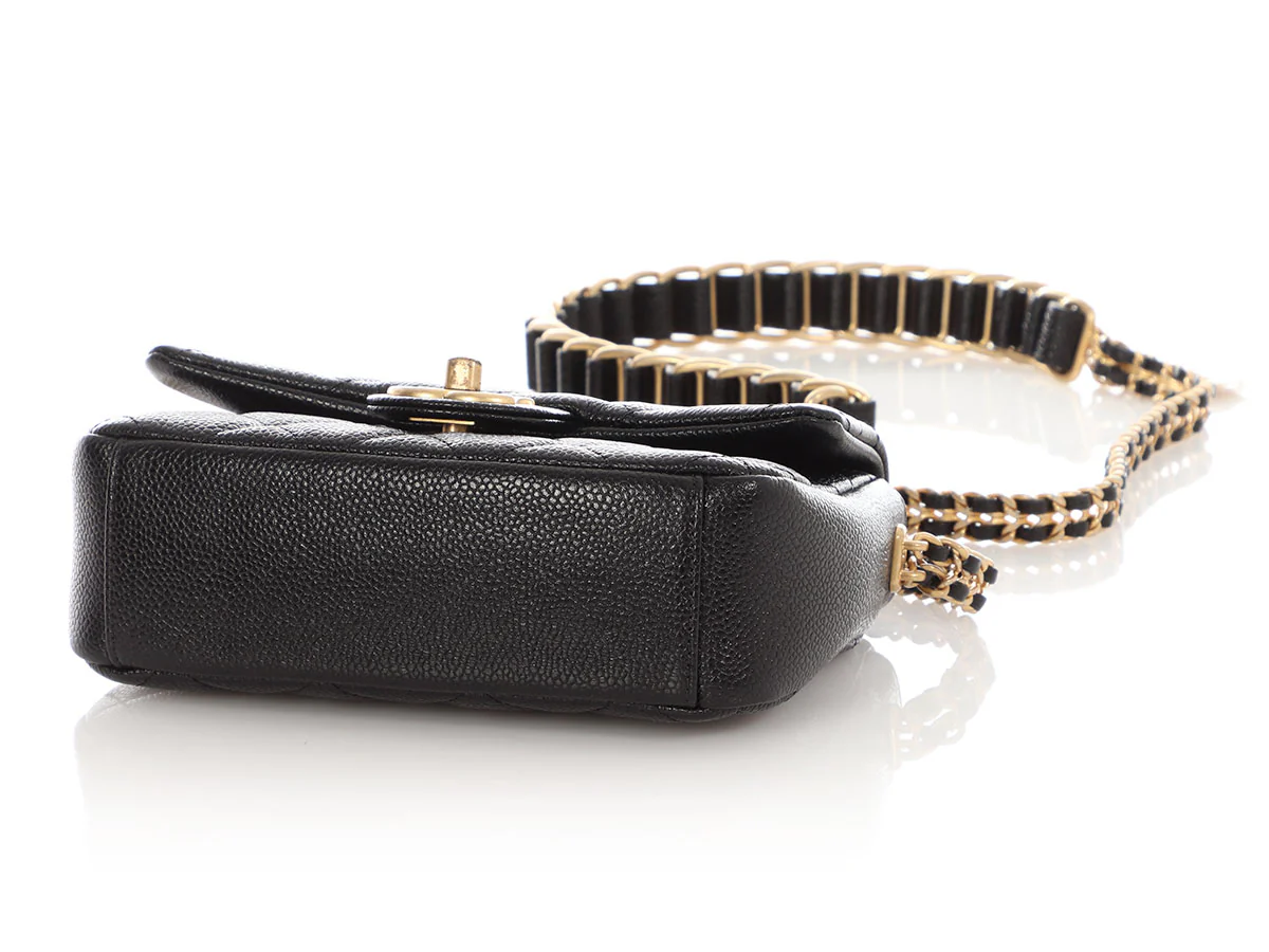 Chanel Mini Black Quilted Caviar Médallion Flap - Image 8