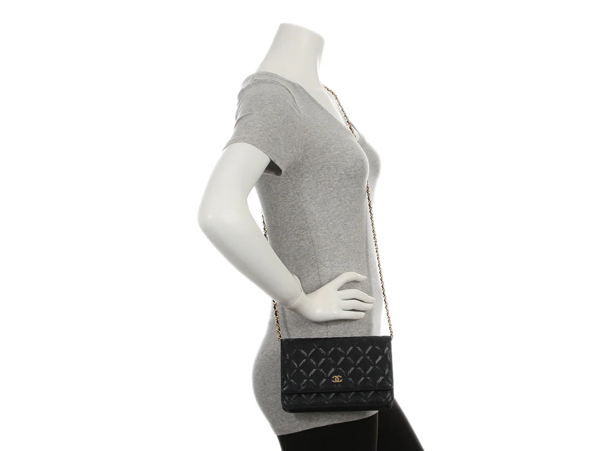 Chanel Black Quilted Caviar Wallet on Chain WOC - Image 9