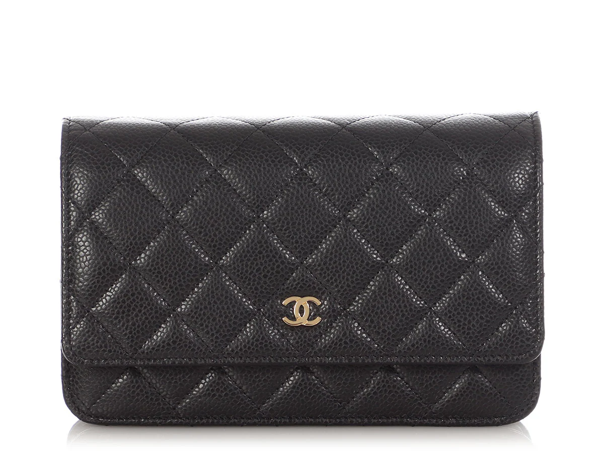 Chanel Black Quilted Caviar Wallet On Chain WOC