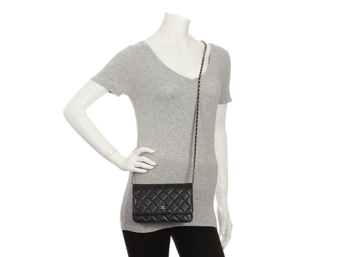 Chanel Black Quilted Caviar Wallet On Chain WOC - Image 10