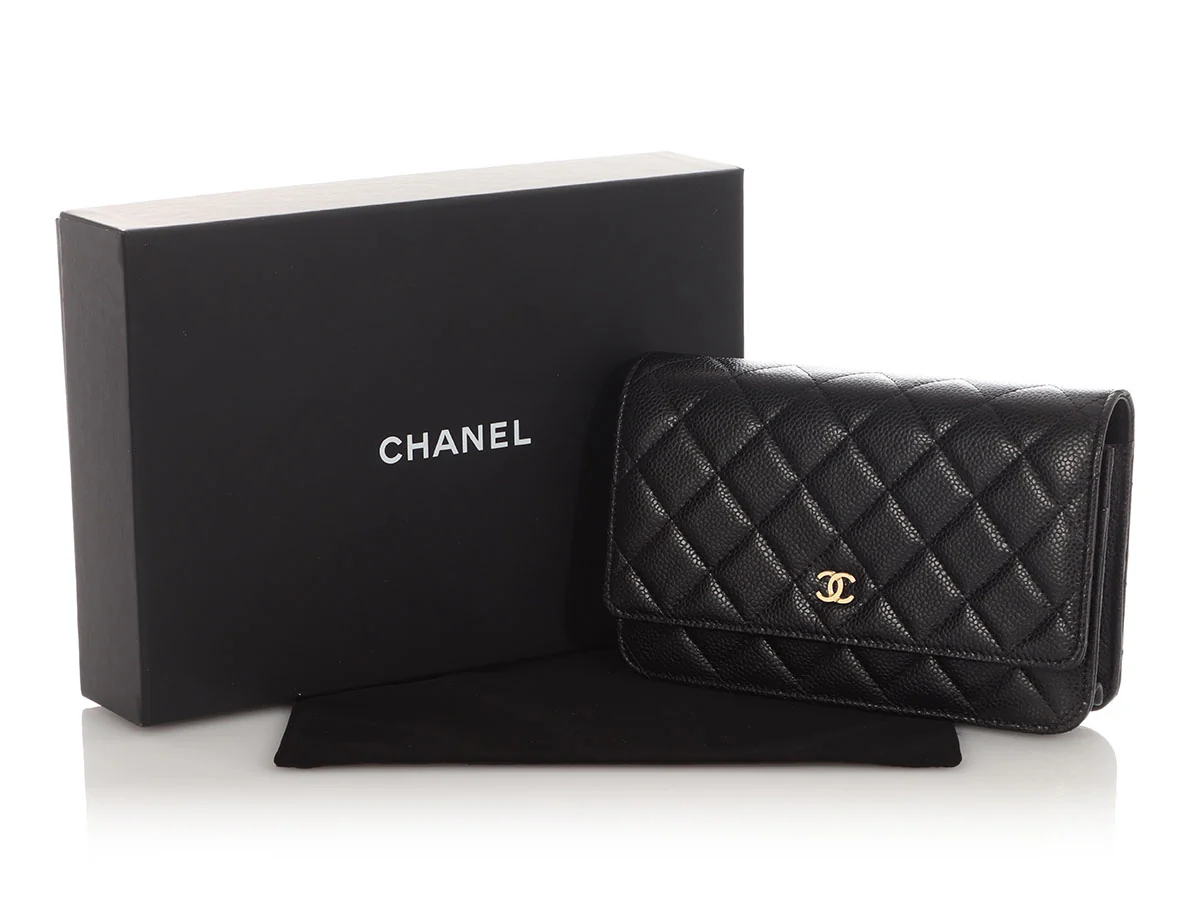Chanel Black Quilted Caviar Wallet On Chain WOC - Image 2
