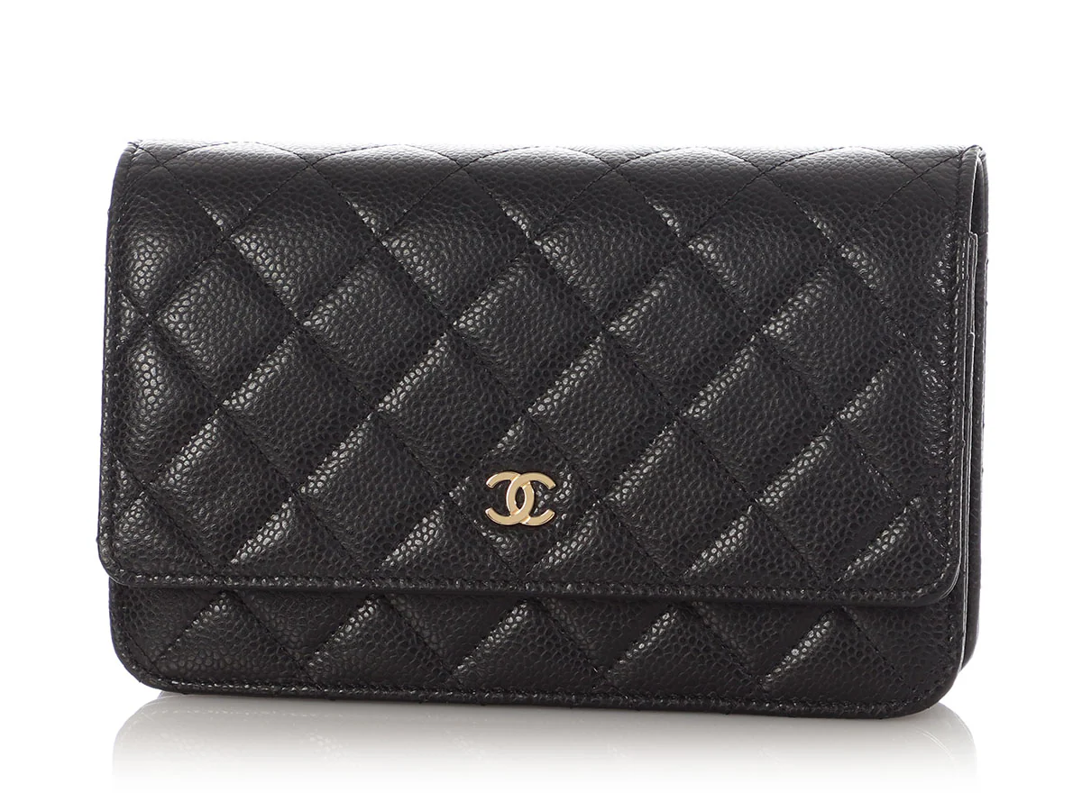 Chanel Black Quilted Caviar Wallet On Chain WOC - Image 3