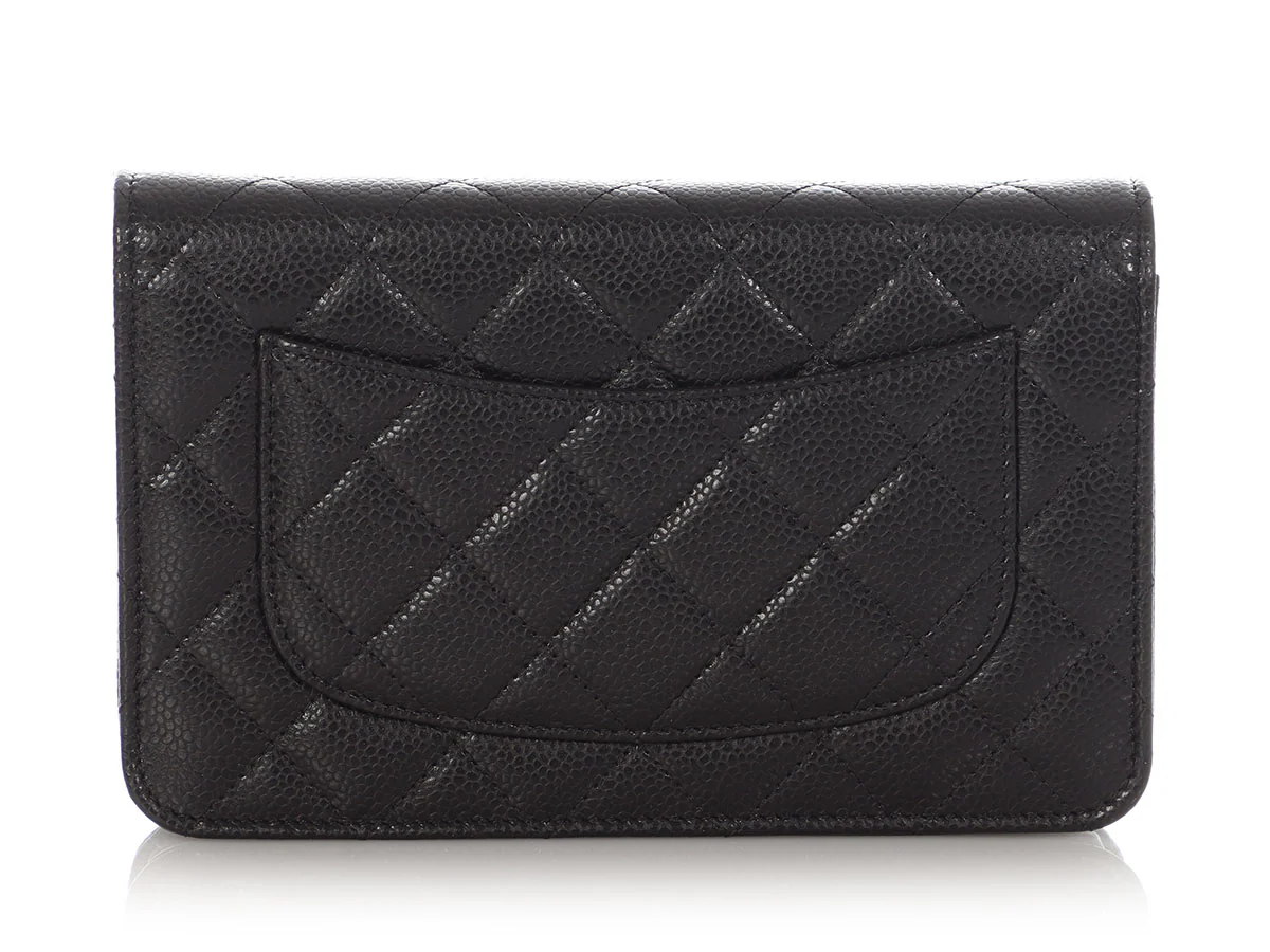 Chanel Black Quilted Caviar Wallet On Chain WOC - Image 5