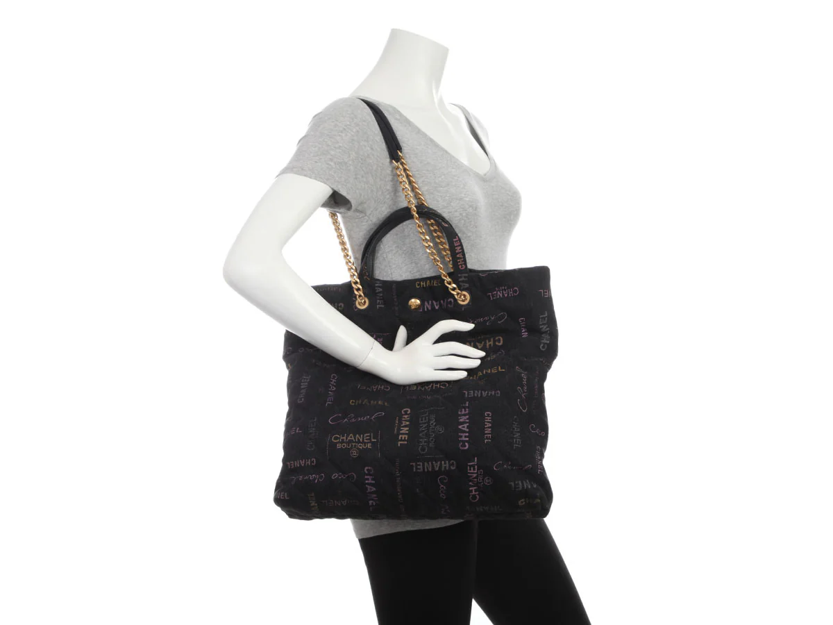 Chanel Black Quilted Denim Mood Tote - Image 10