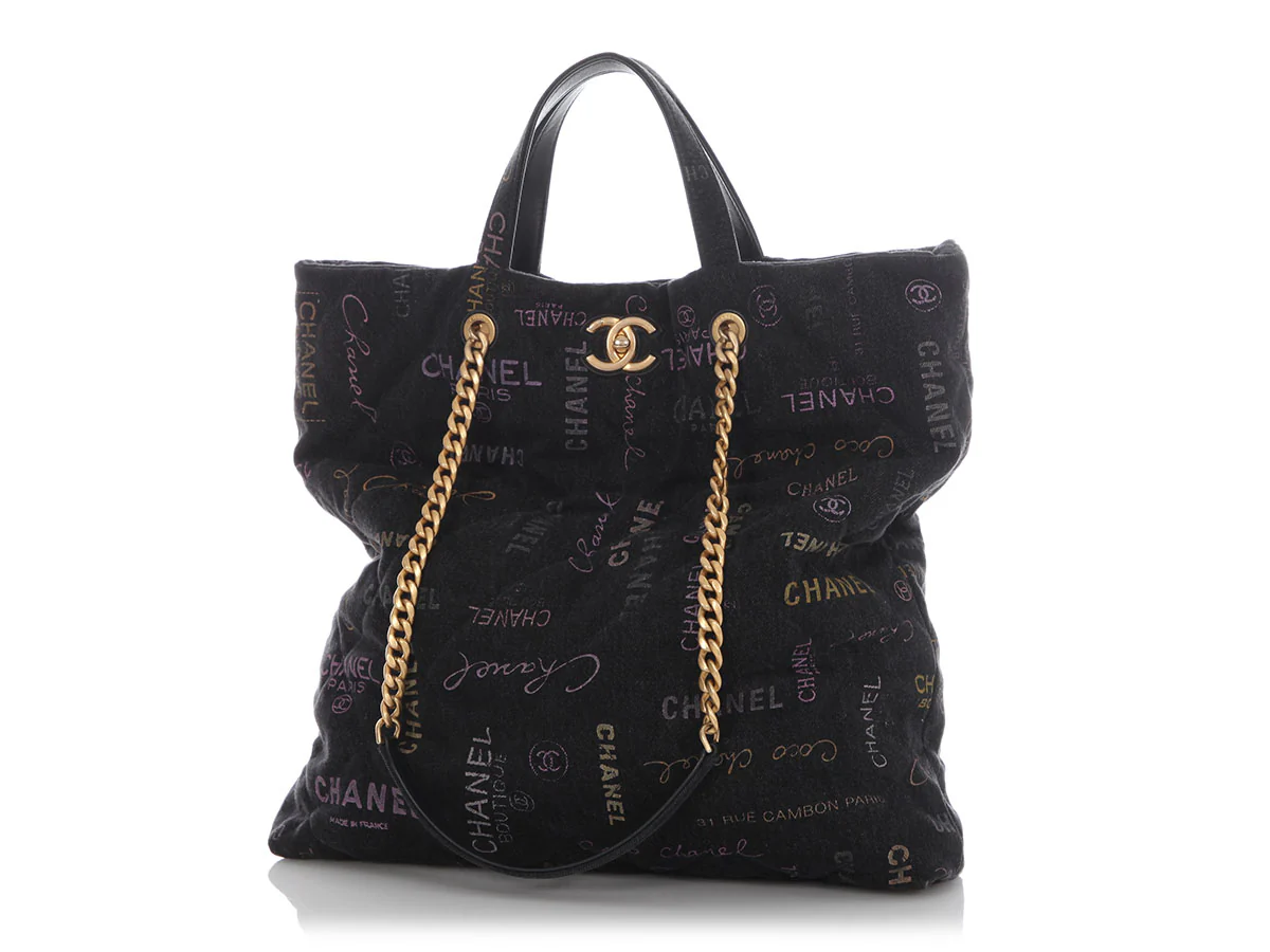 Chanel Black Quilted Denim Mood Tote - Image 3