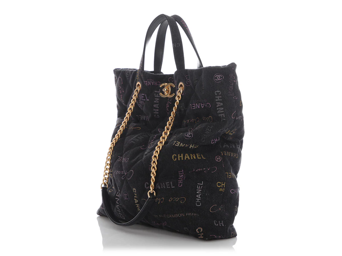 Chanel Black Quilted Denim Mood Tote - Image 4