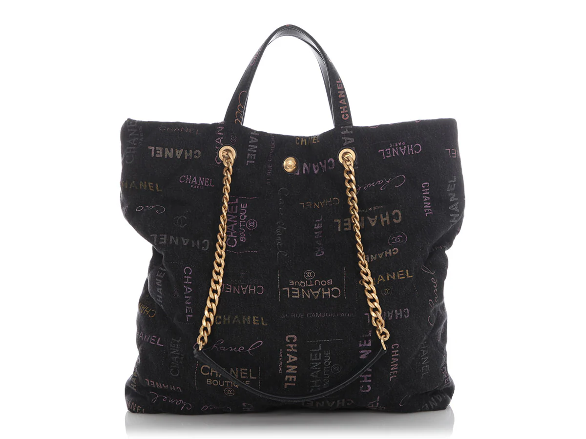 Chanel Black Quilted Denim Mood Tote - Image 5