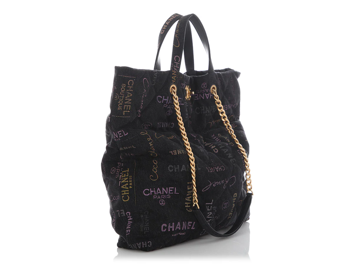 Chanel Black Quilted Denim Mood Tote - Image 6
