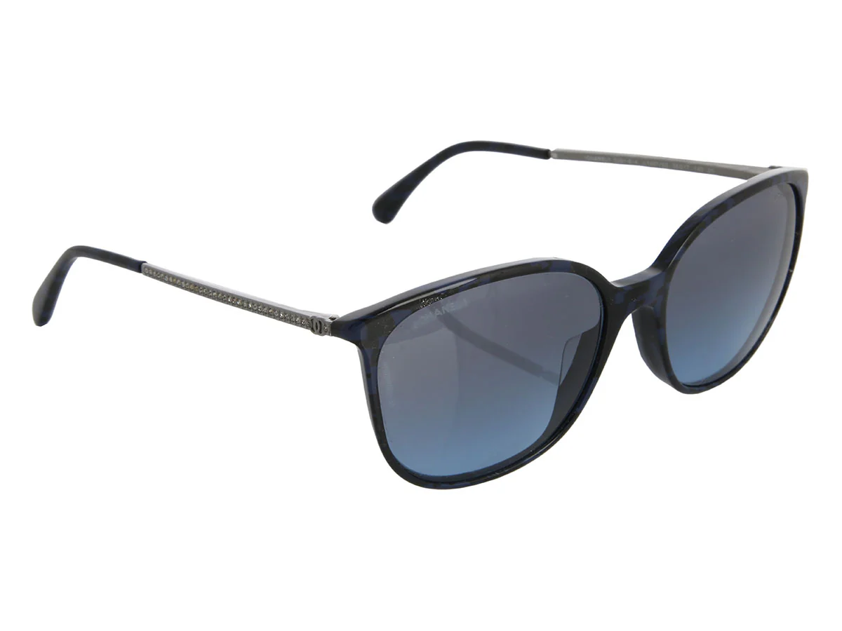 Chanel Blue Marbled Rhinestone Sunglasses - Image 2
